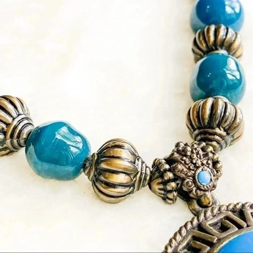 Fashion Statement Necklace Bold Deep Blue Ocean Pendant